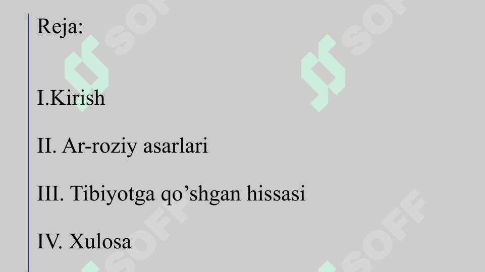 Ar-roziy tibbiyotga qo‘shgan xissasi 2