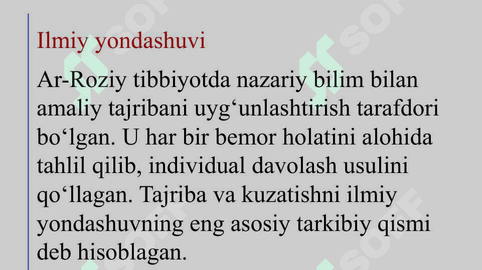 Ar-roziy tibbiyotga qo‘shgan xissasi 5