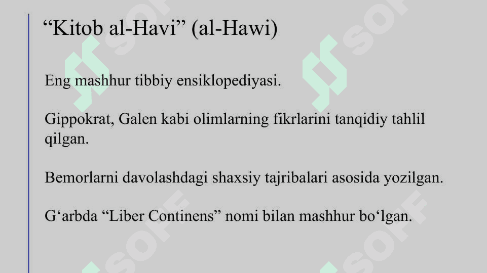 Ar-roziy tibbiyotga qo‘shgan xissasi 7