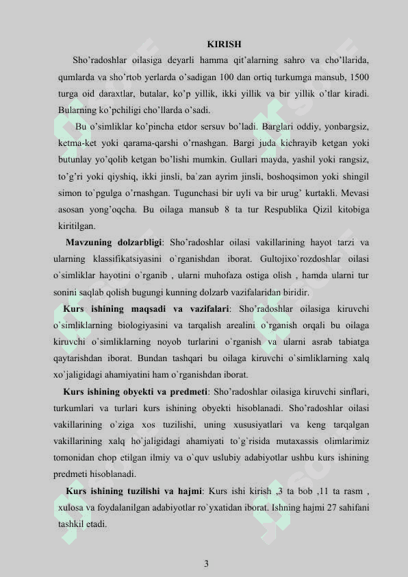 SHO`RADOSHLAR OILASI 3