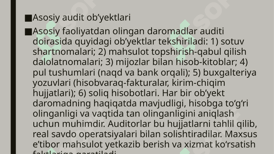 Asosiy faoliyatdan olingan daromadlar auditi 5