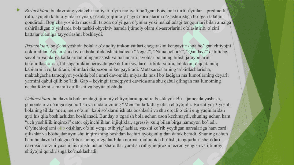 Shaxs taraqqiyotini davrlarga bo’lish 7