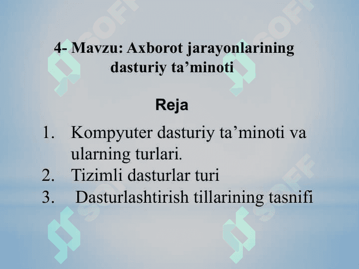 Axborot jarayonlarining dasturiy ta’minoti 2