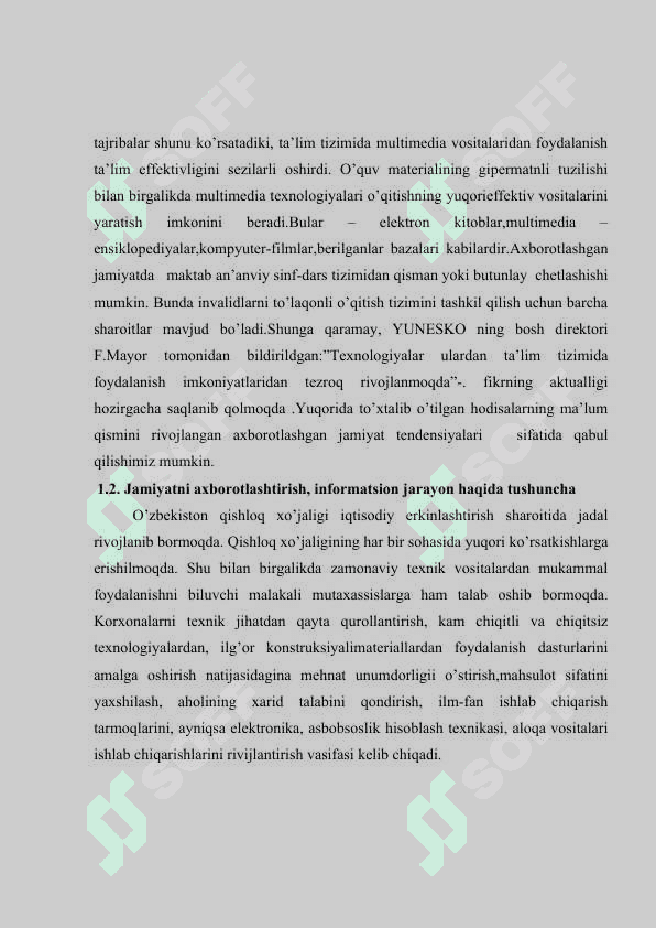 Jamiyatni axborotlashtirishning muhim xususiyatlari 8