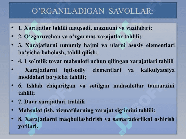 ISLAB CHIQARISH VA DAVR XARAJATLARI TAHLILI 2