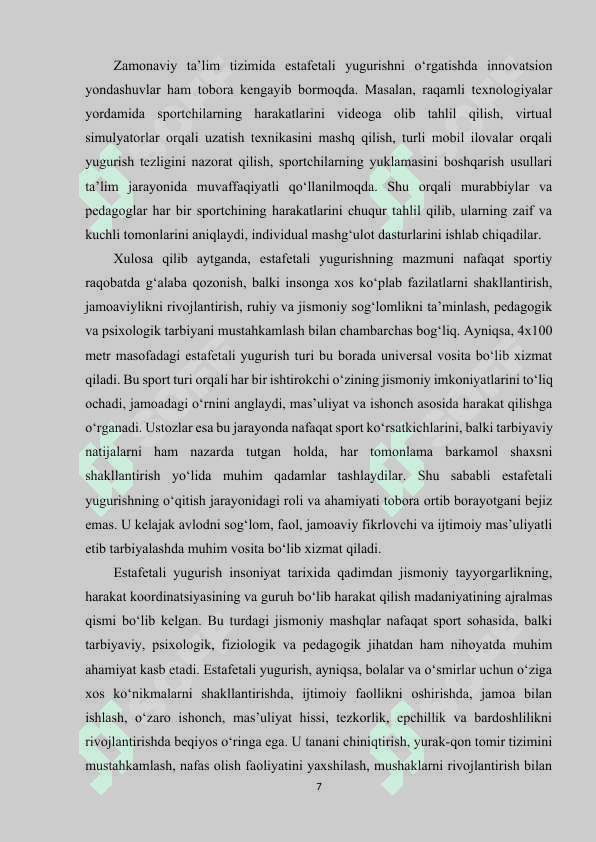 Yengil atletika estafeta yugurish turlari haqida 7