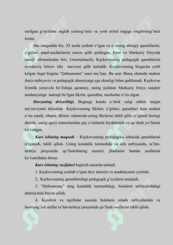 Kaykovusning qobusnoma asarining tarbiyaviy tadbirlarning tashkil 4