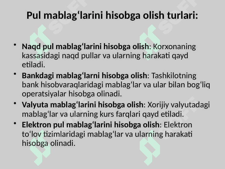 Pul mablag‘lari hisobi 5