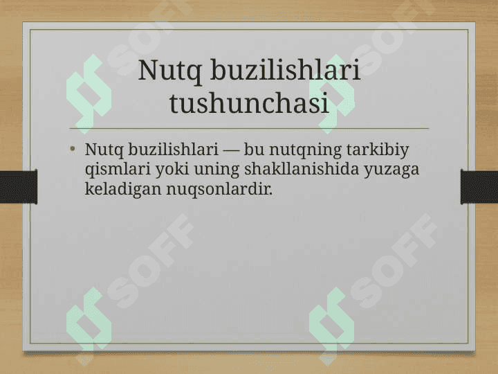 Nutq buzilishlarini tasniflash. Buzilish turlari 4