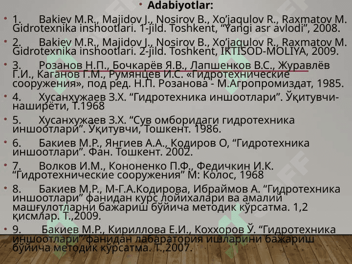 To‘siqlardan suv o‘tkazish inshootlari 2