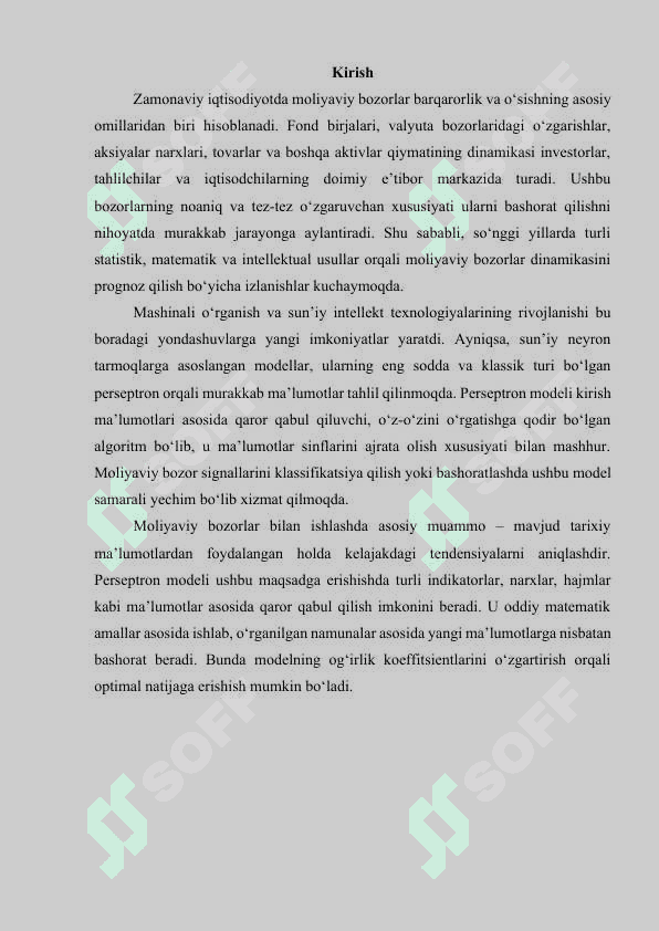 Perseptron asosida moliyaviy bozorlarni bashorat qilish 3