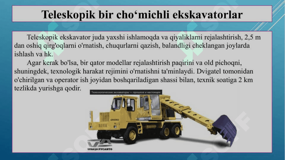 Teleskopik bir cho‘michli ekskavatorlar 4