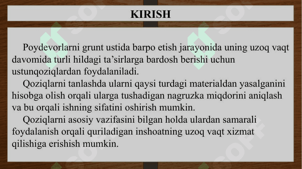 Ustun qoziqlarni inshootlar bilan tutashtirish 2