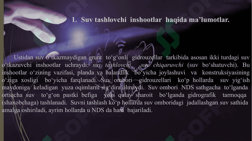 Suv tashlovchi inshootlar haqida ma’lumotlar 2