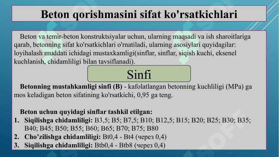 Beton qorishmasini sifat ko'rsatkichlari 2