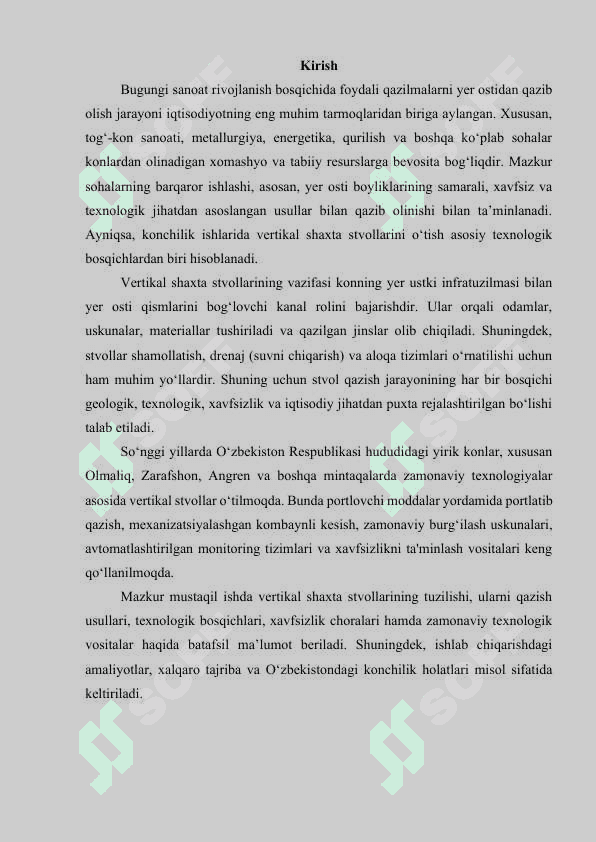 VERTIKAL SHAXTA STVOLLARINI O'TISH JARAYONLARI 2