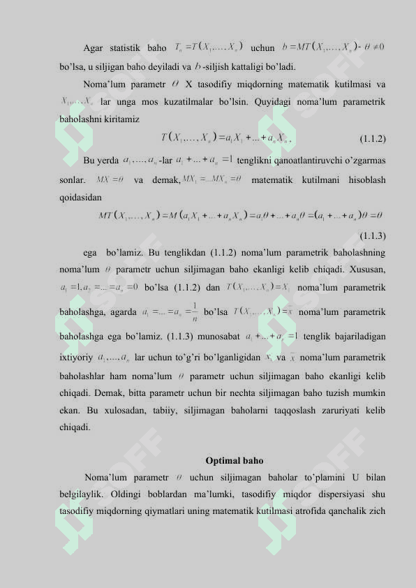 No’malum parametrlarni baholashning ishonchli oraliq usuli 6