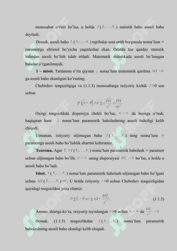 No’malum parametrlarni baholashning ishonchli oraliq usuli 8
