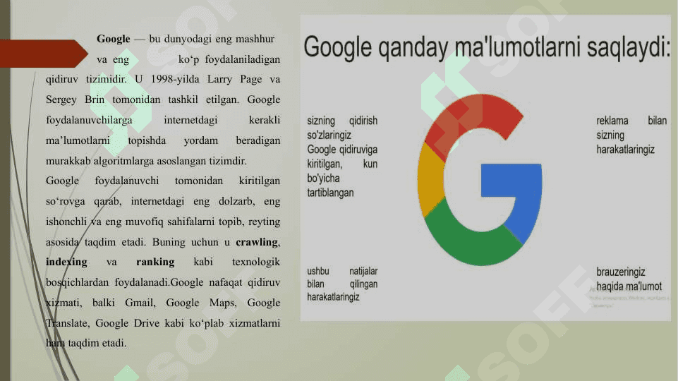 Google qidiruv mashinasi tarixi va ishlash pronsiplari 6