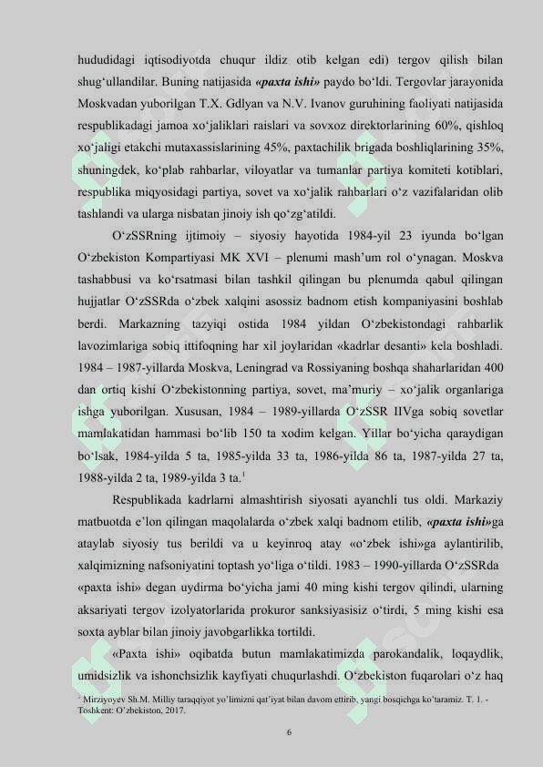 O‘zbekiston mustaqillik yo‘lida (1985-1989-yillar). 6