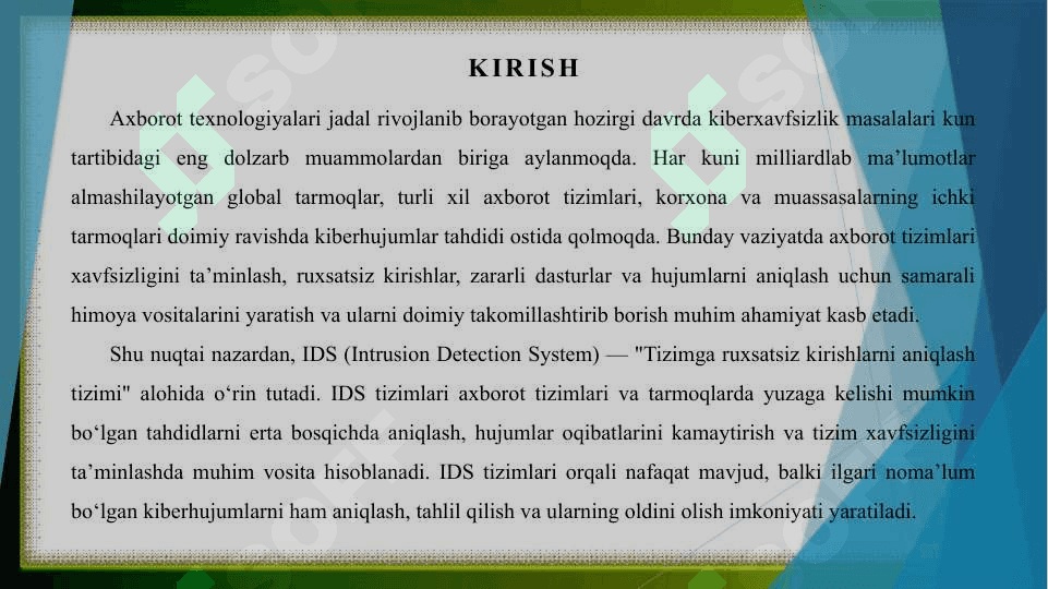 IDS tizimini qurish usullari va vositalari 3