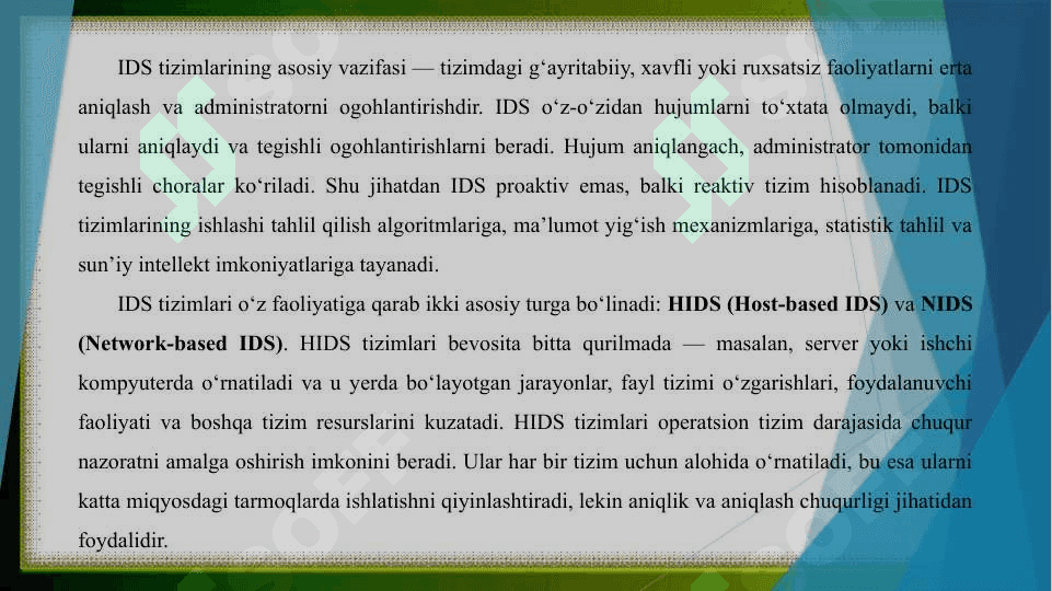 IDS tizimini qurish usullari va vositalari 5