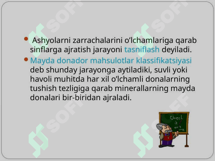 Mineral zarrachalarni sinflarga ajratish jarayoni va dastgohlari 3