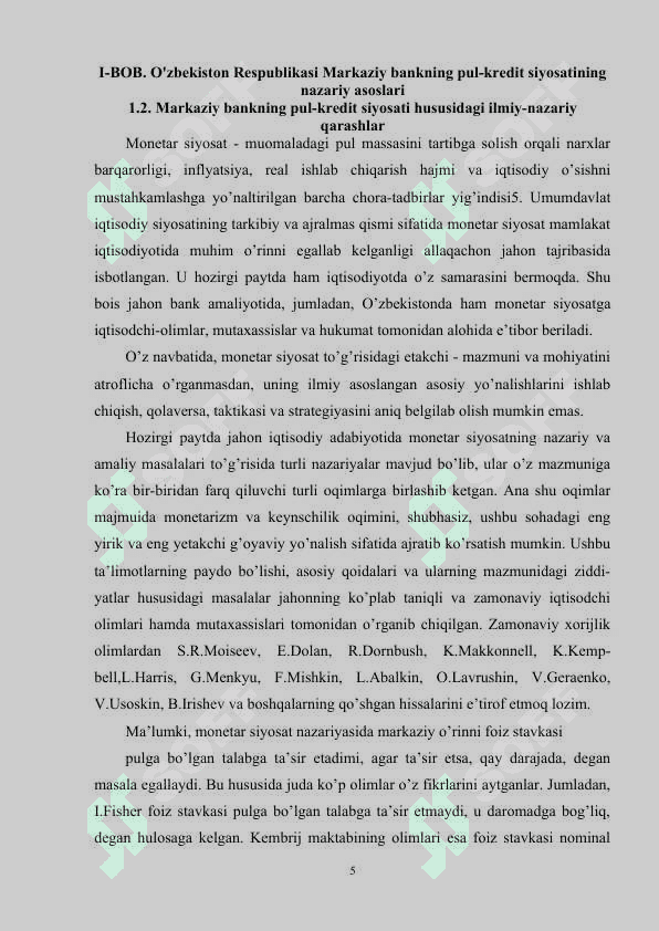 O‘ZBEKISTON RESPUBLIKASI PUL KREDIT SIYOSATI 5
