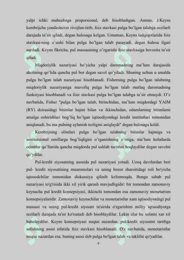 O‘ZBEKISTON RESPUBLIKASI PUL KREDIT SIYOSATI 6