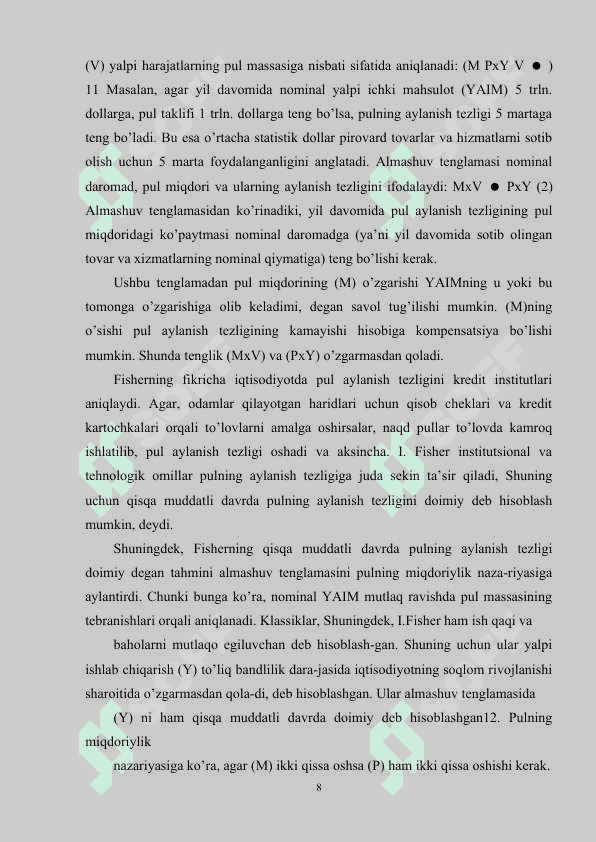 O‘ZBEKISTON RESPUBLIKASI PUL KREDIT SIYOSATI 8