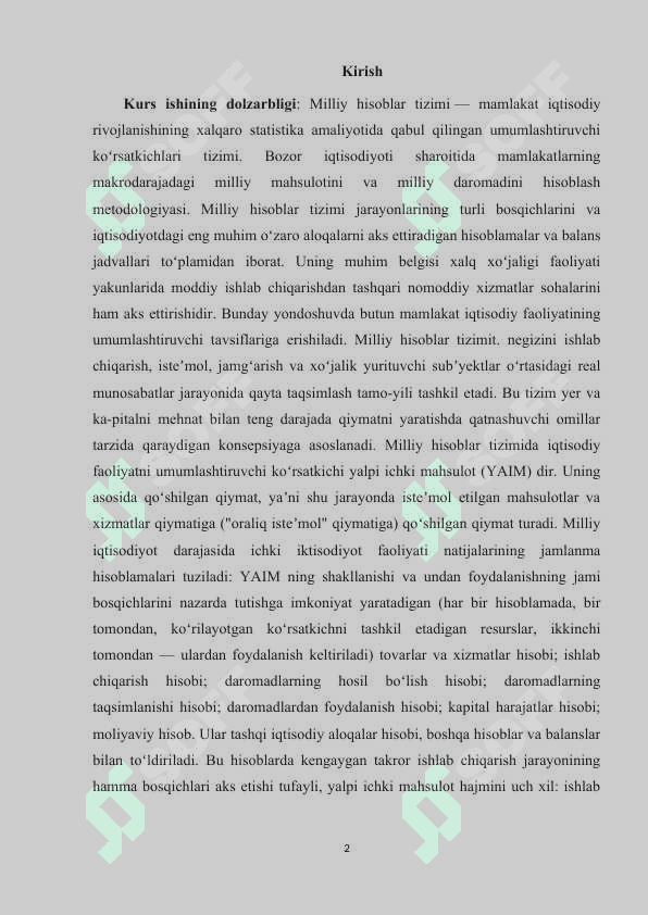 Milliy hisoblar tizimining asosiy vazifalari 2