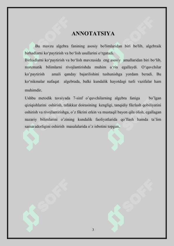 Birhadlarni ko'paytirish va bo'lish MIKRODARS (dars ishlanmasi) 3