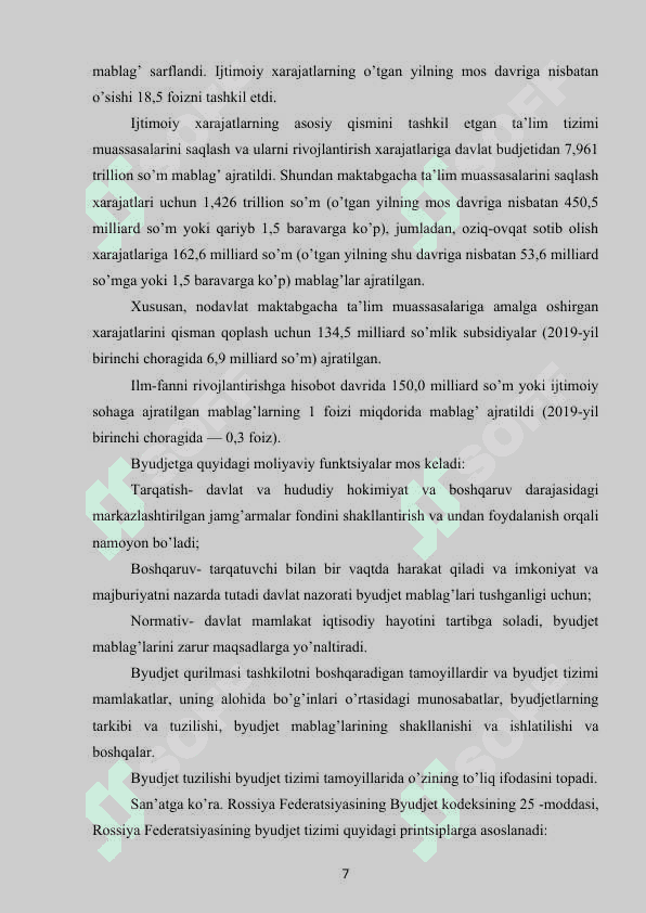 DAVLAT BUDJET TARKIBI VA UNI TAKOMILLASHTIRISH YO’LLARI 6