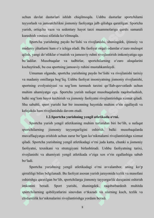 SPORTCHA YURISHNING RIVOJLANISH TARIXI 8