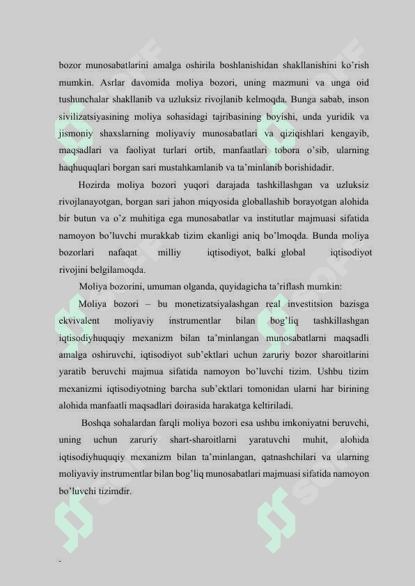 Moliya bozorining mazmuni va turlari 4
