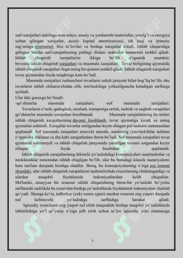 Iqtisodiy xarajatlar va foyda 7