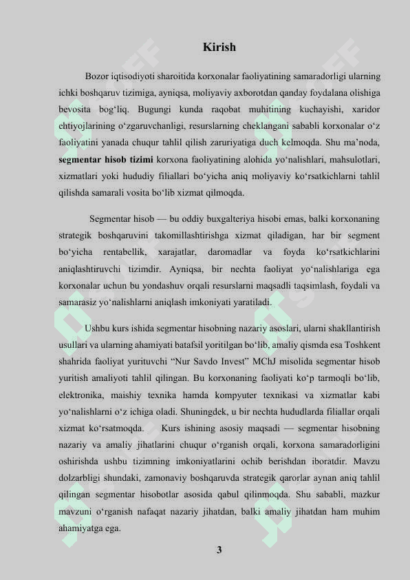 Korxonaning segmentar hisoboti 3
