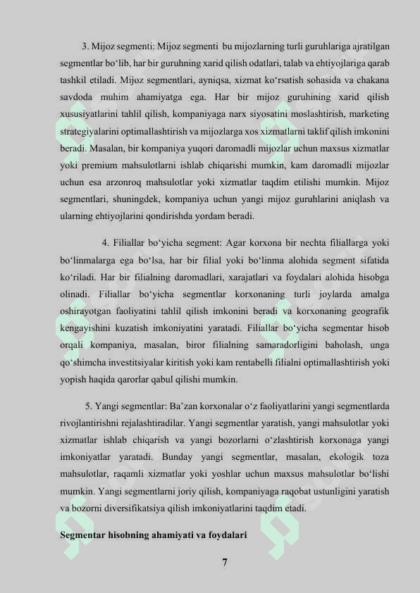 Korxonaning segmentar hisoboti 7