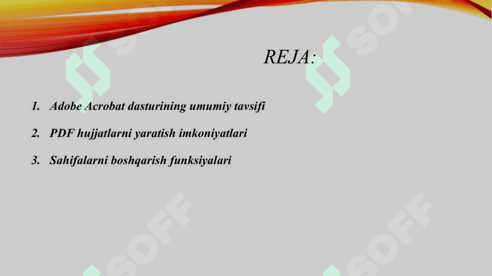 PDF hujjatlar bilan ishlash Adobe Acrobat imkoniyatlari 2