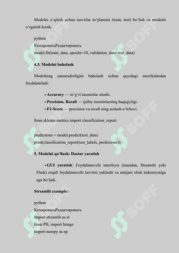 NEYRON TARMOQLAR ASOSIDA OʻPKA SARATONI KASALLIGINI ANIQLASH DASTURINI ISHLAB CHIQISH. 5