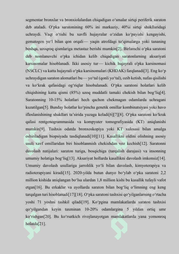 NEYRON TARMOQLAR ASOSIDA OʻPKA SARATONI KASALLIGINI ANIQLASH DASTURINI ISHLAB CHIQISH. 7