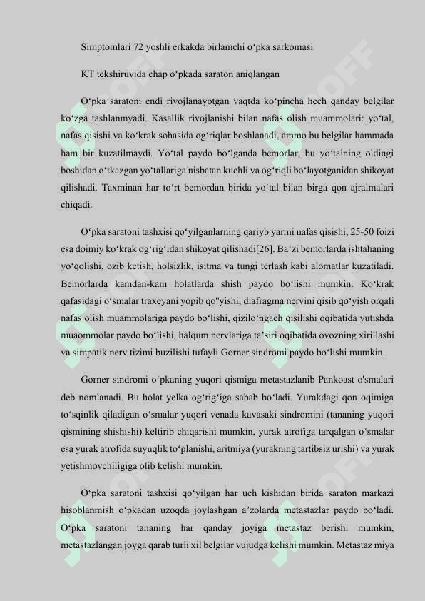 NEYRON TARMOQLAR ASOSIDA OʻPKA SARATONI KASALLIGINI ANIQLASH DASTURINI ISHLAB CHIQISH. 8