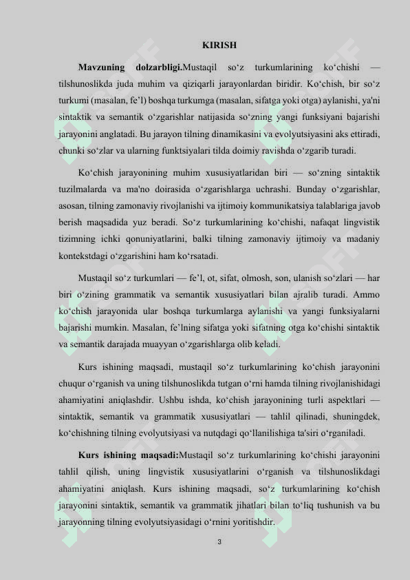 MUSTAQIL SO‘Z TURKUMLARINING KO‘CHISHI 3