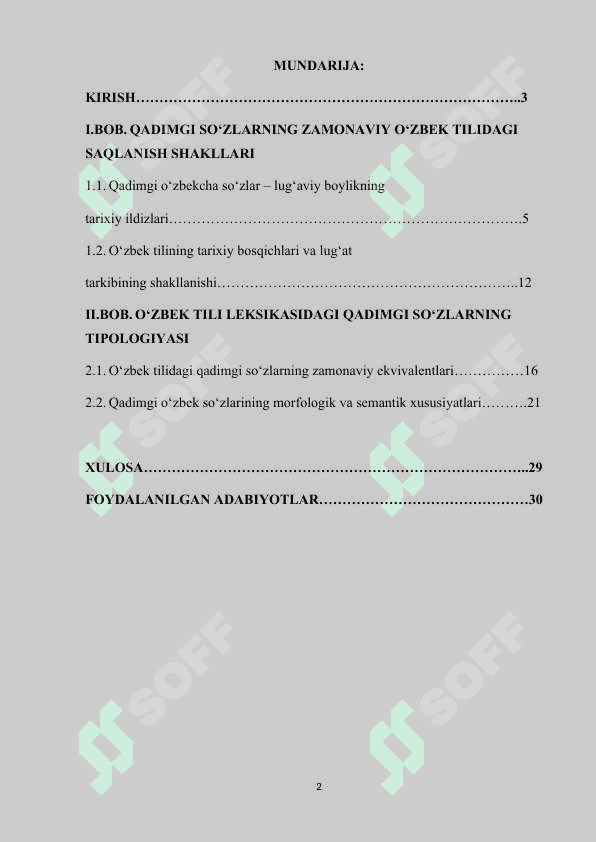 O'ZBEK TILINING LUG'AT TARKIBIDA QADIMGI SO'ZLAR 2