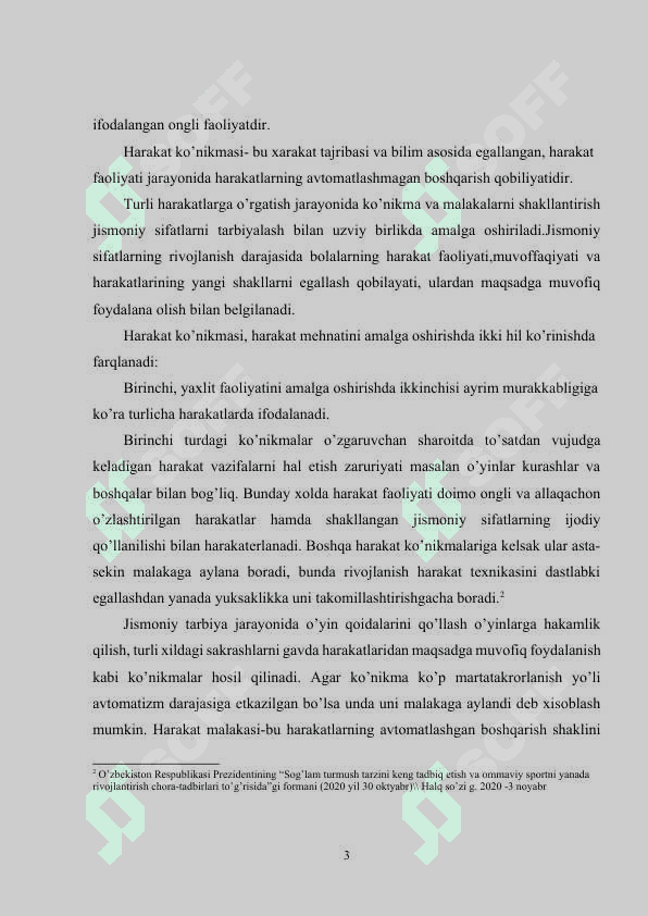 Harakat ko'nikma va malakalarning shakillanishi 3