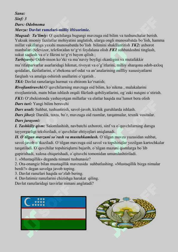 3-sinf O‘zbekiston Respublikasi- mustaqil davlat 3