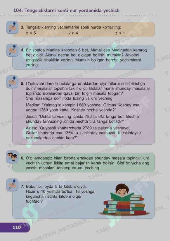 Matematika 3 sinf 1- nazorat ishi  1-variant 4