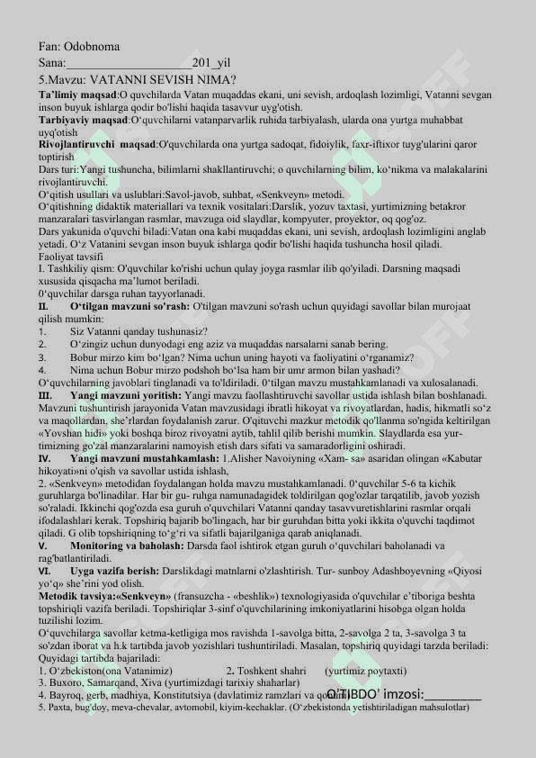 3-Sinf Odobnoma (konspekt) 5