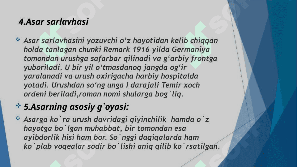 Gʻarbiy frontda oʻzgarish yoʻq asari tahlili 4