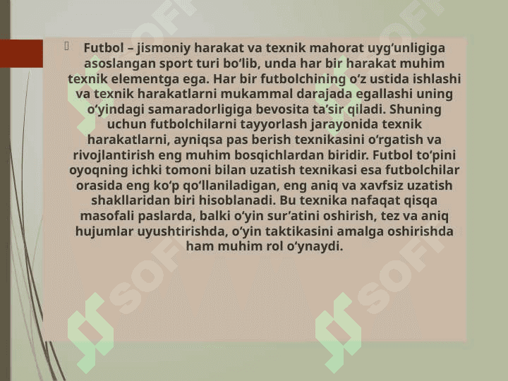 Futbol to’pini juftlikda olib yurish texnikasini o’rgatish metodikasi. 2